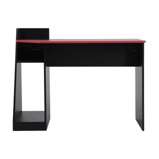 Bureau Gaming Pour PC Table Noire Rouge En Bois Design Moderne Avec Accessoires
