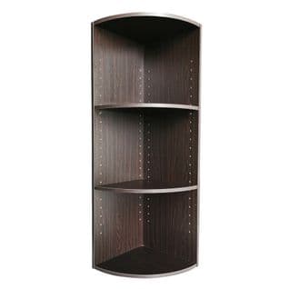 Bibliothèque d'angle Wenge Aggloméré 3 Étagères Modulaires Pour Bureau Salon