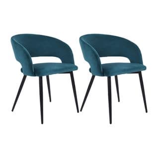 Chaises Titoki 76x55,5x58 Velours Métal Vert Pétrole Noir Moderne Set 2 Pièces