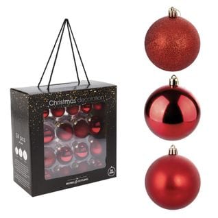 Boules De Noël Décorations Pour Arbre 34 PCs Rouge En Verre