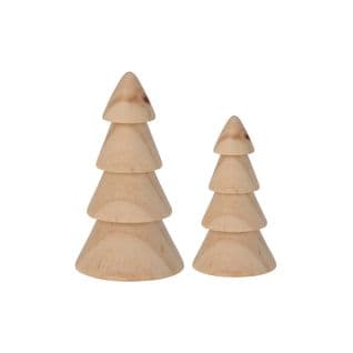 Ensemble De 2 Petits Sapins De Noël En Bois Naturel Marron Décorations De Noël Idée Cadeau