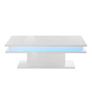 Table Basse Blanc Laqué Lumineuse Moderne Celestia LEDs