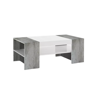 Table Basse Bois Blanc Finition Ardoise Design Épuré Moderne Eclipse