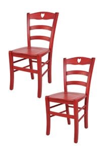 Set 2 Chaises Cuore Cuisine, Bar Et Salle à Manger En Hêtre Aniline Rouge, Assise En Bois