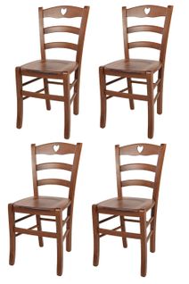 Set 4 Chaises Cuore Cuisine, Bar Et Salle à Manger En Hêtre Noyer Clair, Assise En Bois