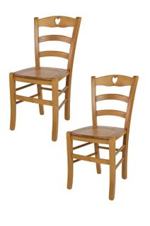 Set 2 Chaises Cuore Cuisine, Bar Et Salle à Manger En Hêtre Couleur Chêne, Assise En Bois