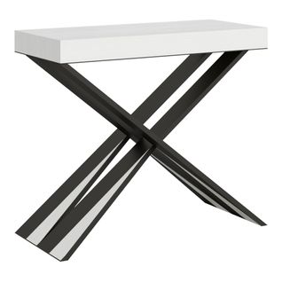 Console Extensible 90x40/300 Cm Diago Frêne Blanc Cadre Anthracite