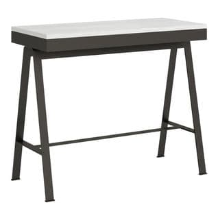 Console Extensible 90x40/300 Cm Banco Evolution Frêne Blanc Cadre Anthracite