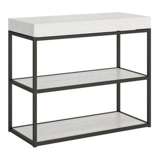 Console Extensible 90x40/196 Cm Plano Small Frêne Blanc Cadre Anthracite