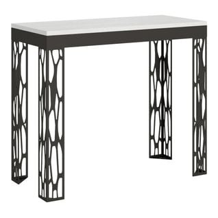 Console Extensible 90x40/196 Cm Ghibli Evolution Small Frêne Blanc Cadre Anthracite