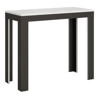 Console Extensible 90x40/196 Cm Linea Evolution Small Frêne Blanc Cadre Anthracite