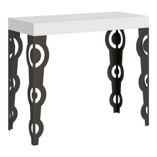 Console Extensible 90x40/196 Cm Karamay Small Frêne Blanc Cadre Anthracite