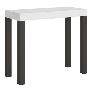 Console Extensible 90x40/196 Cm Everyday Small Frêne Blanc Cadre Anthracite