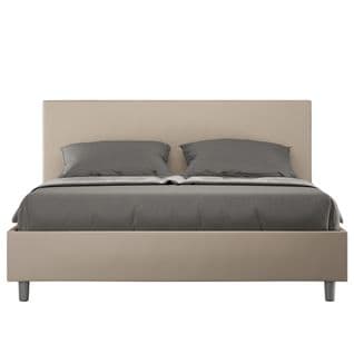 Lit Rembourré Sans Sommier 160x210 Similicuir Taupe Adele