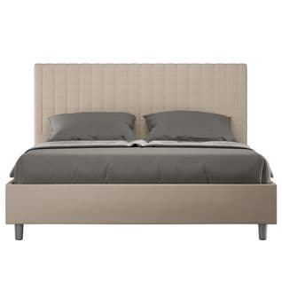 Lit Rembourrée Avec Sommier 160x210 Similicuir Taupe Sunny