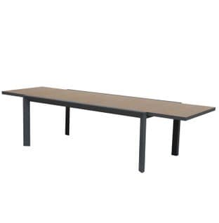 Table de jardin extensible Aluminium bois Olbia 200/300x100x75h cm