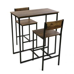 Set Table Haute Et 2 Chaises Noir Ketal