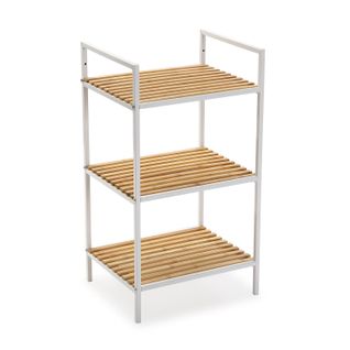 Meuble Pour La Salle De Bain Willow 39x32,5x70 cm,bambou Et Métal, Blanc