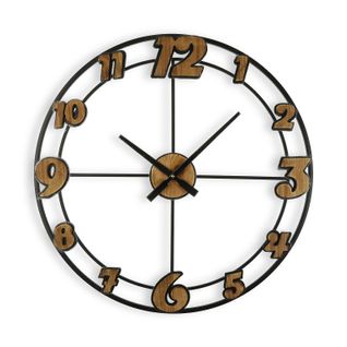 Horloge Murale Pour La Cuisine, Pendule Pour Salon Hendricks 60x4,5x60cm,bois Mdf, Marron Et Noir