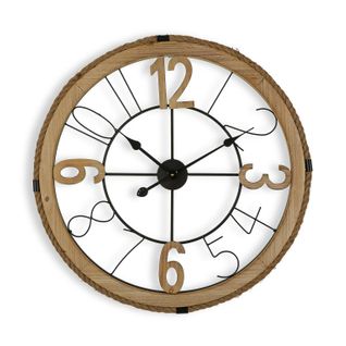 Horloge Murale Pour La Cuisine, Pendule Pour Salon Flatgap 70x4,5x70cm,bois Mdf, Marron Et Noir