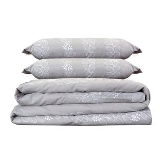 Jeu De Housse De Couette 50% Coton Imprimé Feuilles  Gris 105x200cm