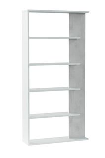 Bibliothèque Daphné 4 Tablettes L90 cm X H180 cm -  Blanc / Béton