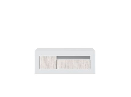 Meuble TV Design Gwen 2 Portes L139cm -  Blanc / Bois