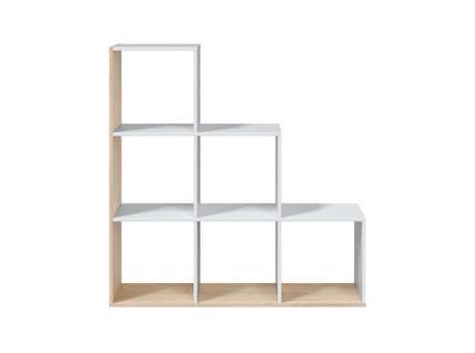 Bibliothèque Escalier Jade Avec 6 Cubes L108cm X H110 cm -  Blanc / Bois