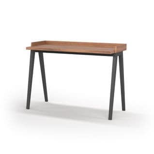 Bureau Fabriqué En Mélamine Et Hêtre Massif, Modéle Berlin En Couleur Noyer Et Graphite