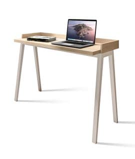 Bureau Fabriqué En Mélamine Et Hêtre Massif, Modéle Berlin En Couleur Chêne Clair Et Taupe