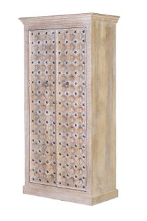 Armoire 2 Portes En Bois De Manguier, Avec Des Détails Sur Les Portes En Fer 190x97x50 Cm