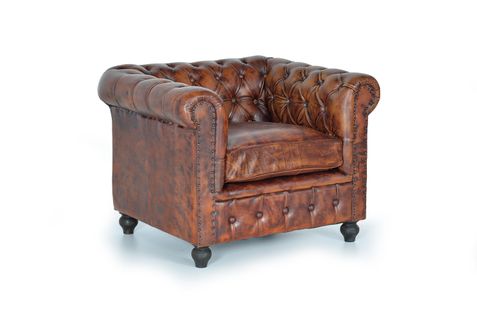 Fauteuil Chester 1 Place En Cuir - Marron - 72x96x86 Cm 72x80x85