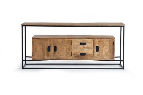 Buffet - Bois De Manguier Et Métal - Coloris Naturel - 80x180x40 Cm