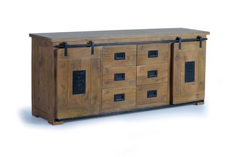 Buffet - Coloris Bois Et Noir - 80x190x45