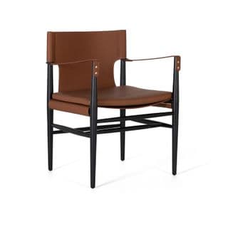 Fauteuil Recouvert De Cuir Synthétique Et De Bois De Frêne Marron