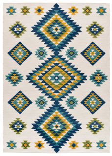 Tapis Extérieur 80x150 Cm Multicolore Rectangulaire Mila Ethnique Avec Relief