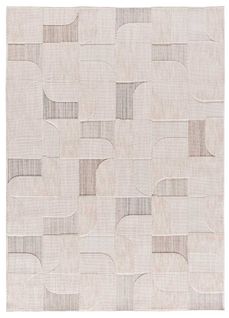 Tapis Intérieur 154x230 Cm Beige Rectangulaire Element Géometrique Avec Relief