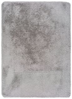 Tapis Intérieur 60x100 Cm Argent Rectangulaire Alpaca Shaggy Uni