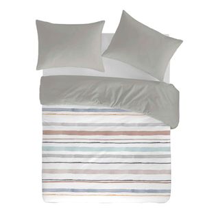 Housse De Couette Ethan  Gris/bleu/marron 260x240 Cm