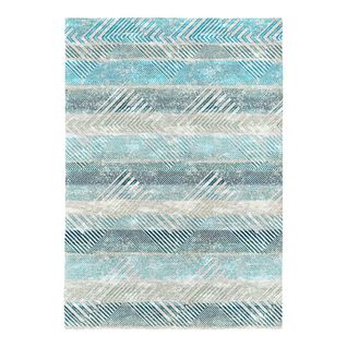 Tapis Bleu Moderne Plat Rayé Lary Bleu 120x170