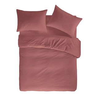 Housse De Couette En Percale De Coton Pure 200x200 Cm Rose Foncé