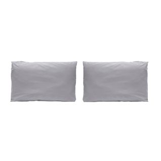 2 Taies D'oreiller En Percale De Coton Pure 50x75  Cm Gris