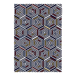 Tapis Graphique Multicolore Moderne Plat Concentric Multicolore 120x170