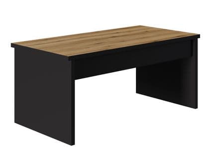 Table basse avec plateau relevable YANA noir et imitation chêne foncé