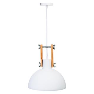 Lustre En Bois Et Métal Blanc 25x25x32h