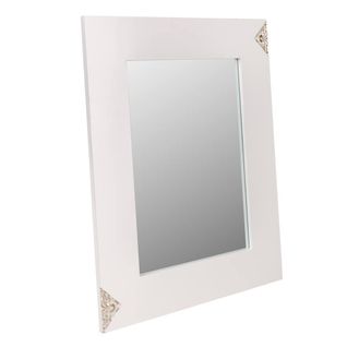 Miroir Mural En Bois Et Verre Blanc 70x2.5x90h