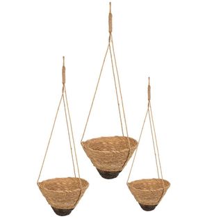 Ensemble De 3 Paniers Suspendus En Fibre Naturelle Marron