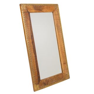 Miroir En Bois Et Métal Marron 49,5x1,5x88h