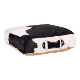 Coussin En Cuir Noir/blanc 48x10x48h