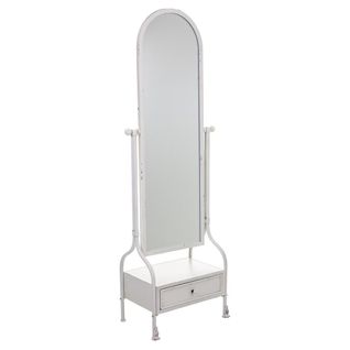 Miroir Sur Pied Avec Tiroir En Métal Blanc 65x38x184h